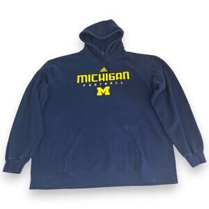 Michigan Wolverines Football XXL Hoodie Adidas Blue Cotton Blend
